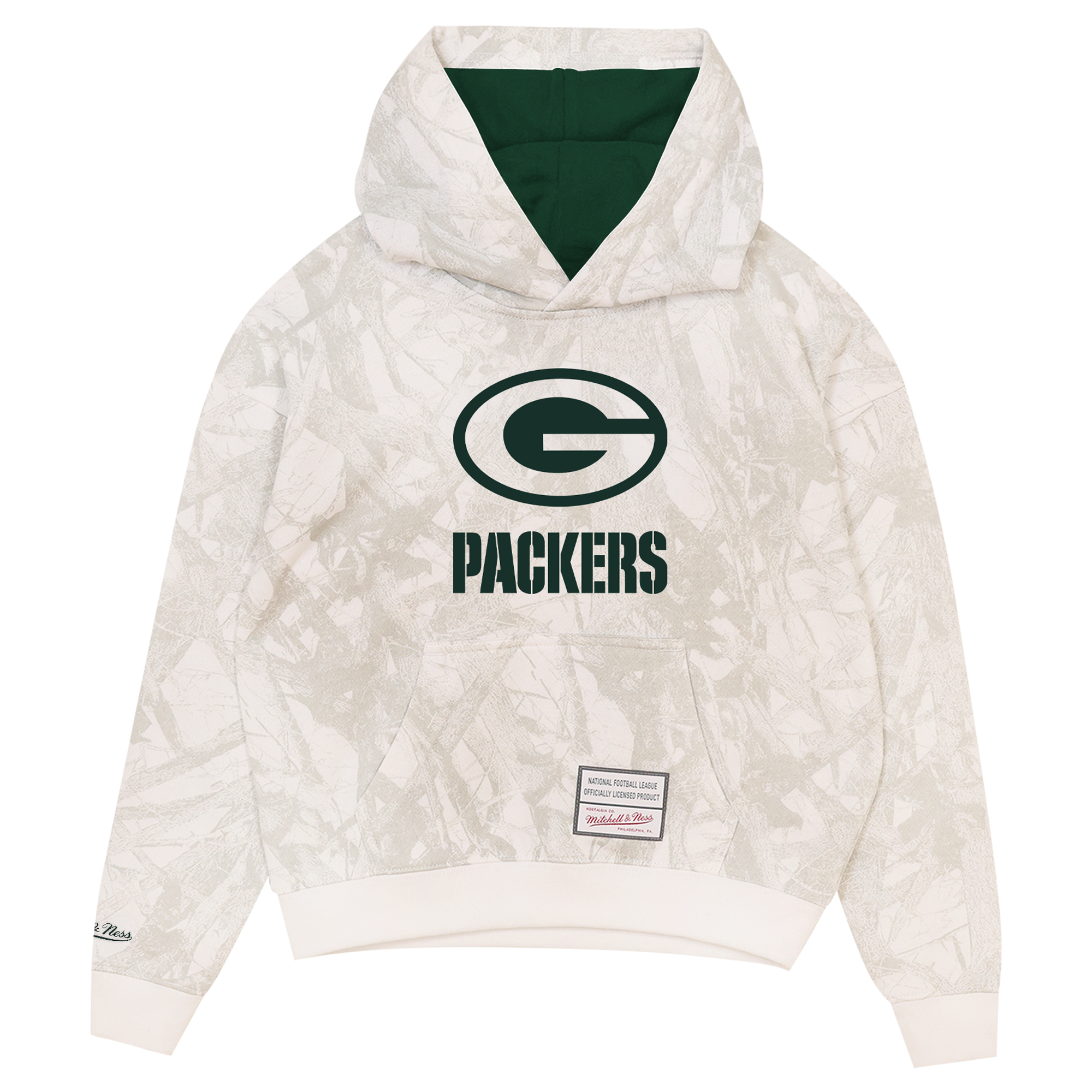 Youth Mitchell & Ness  White Green Bay Packers Ghosted Hoodie