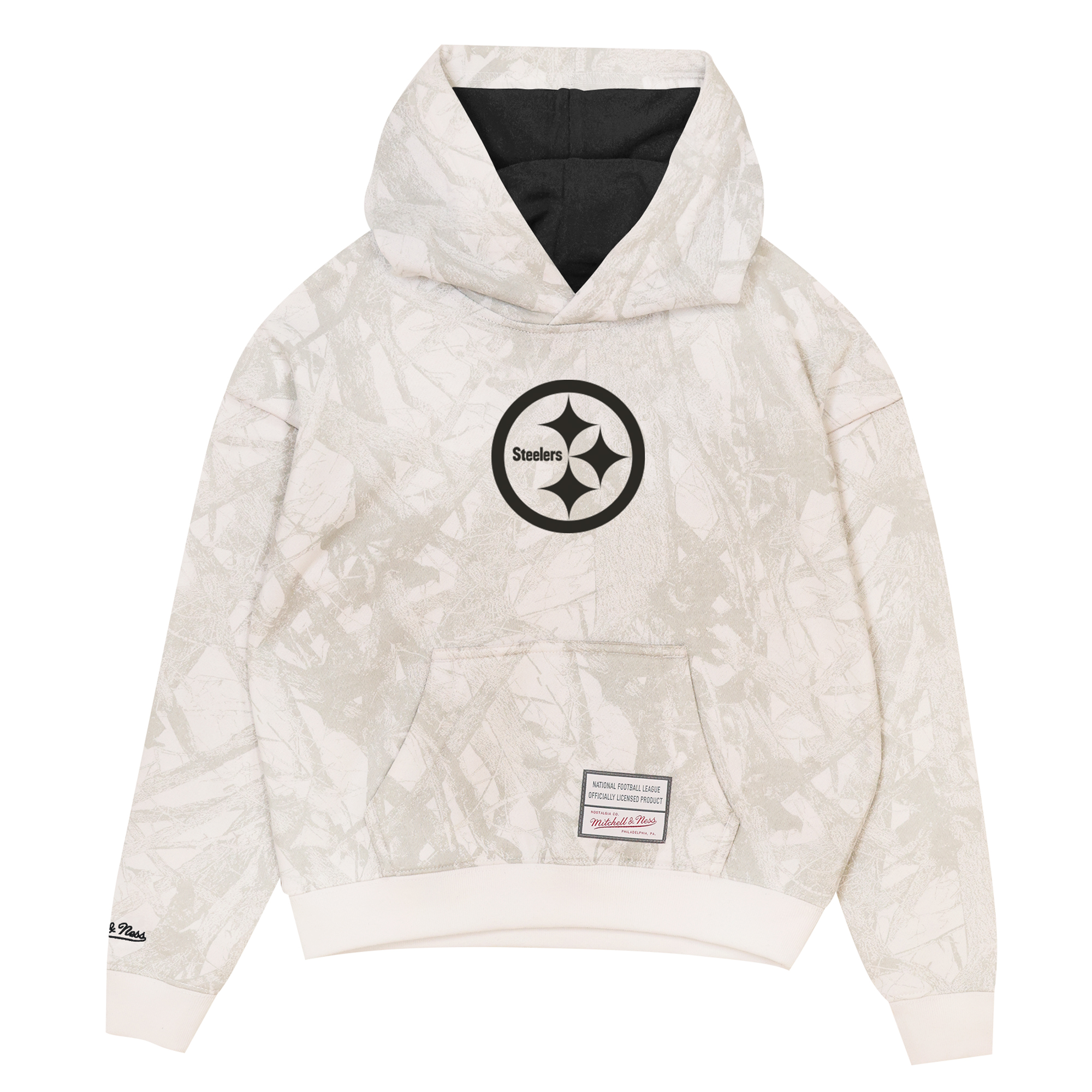 Youth Mitchell & Ness White Pittsburgh Steelers Ghosted Hoodie