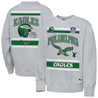 Youth Mitchell & Ness  Heather Gray Philadelphia Eagles Maxxed Out Fleece Fleece Crew Sweatshirt
