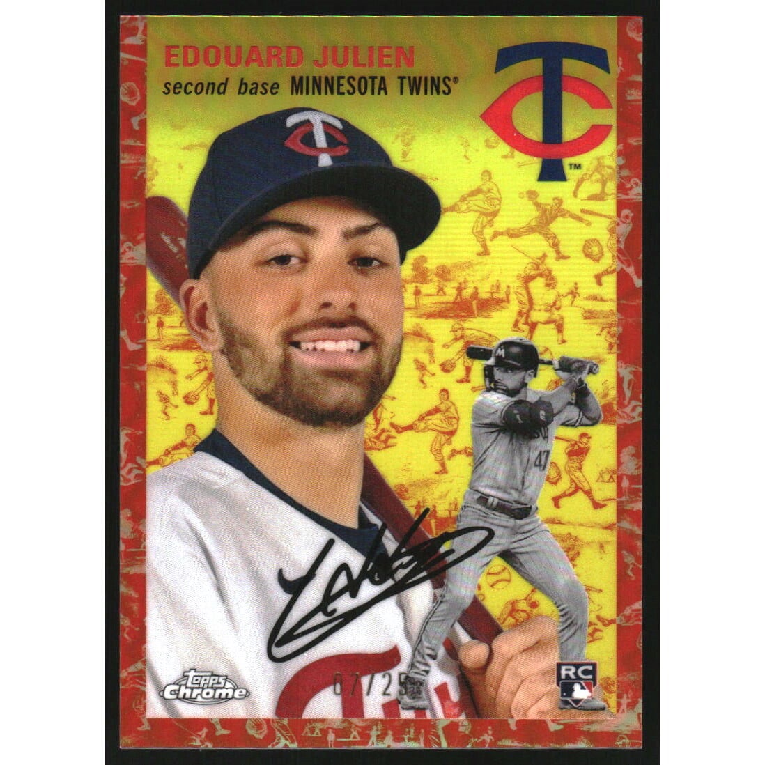 2023 Topps Chrome Platinum Anniversary Platinum Toile White Orange Refractors #179 Edouard Julien. rookie card picture