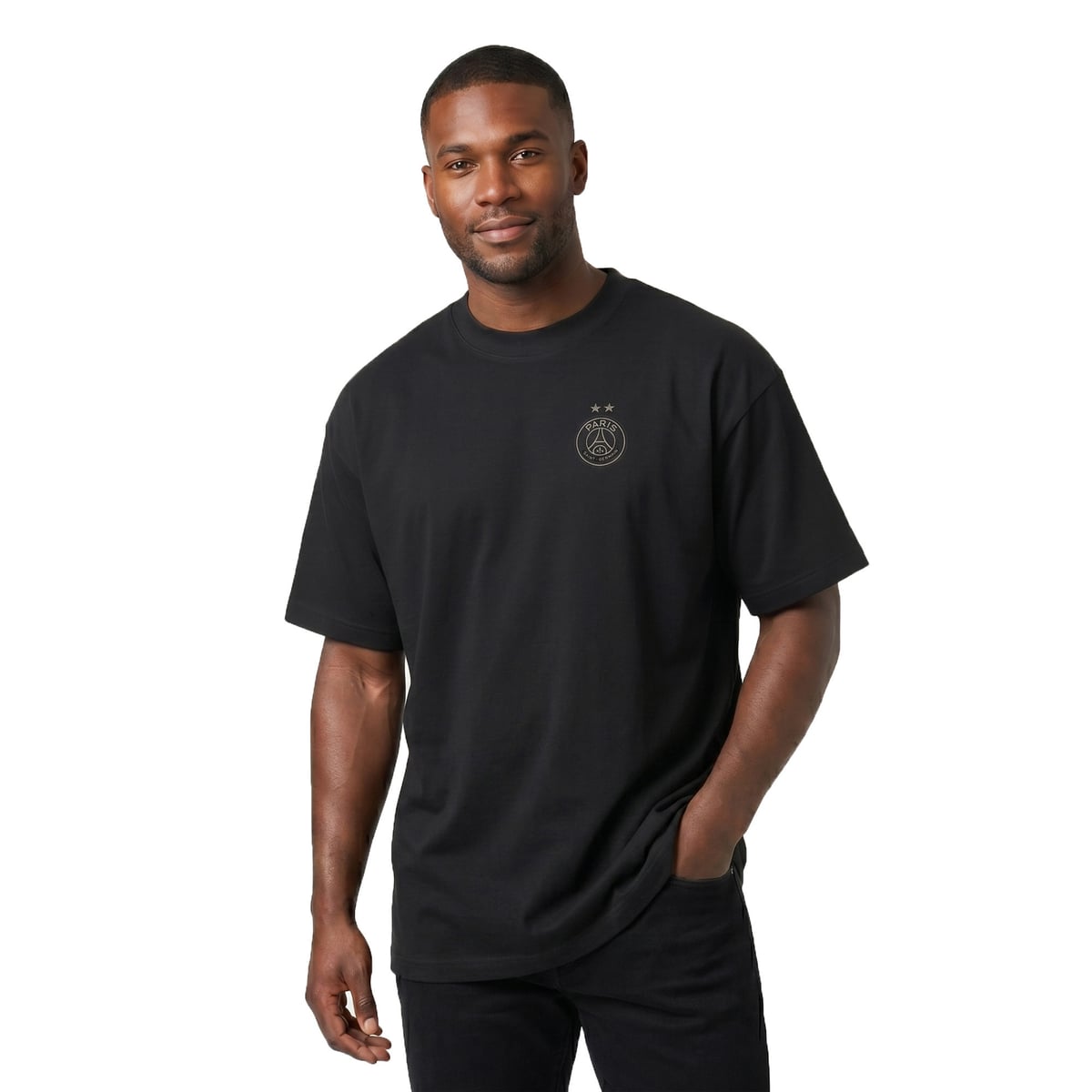 T-Shirt PSG Étoile Eiffel Lifestyle Graphique Oversize - Noir
