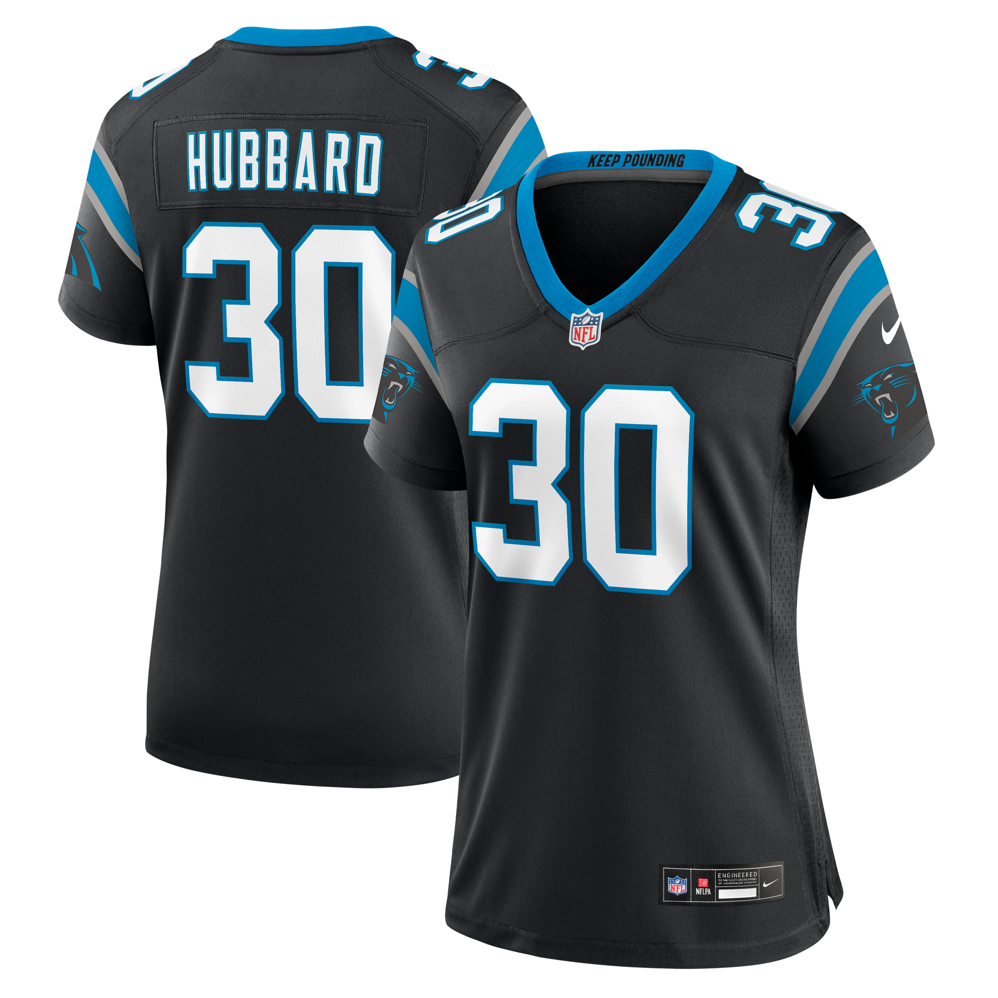 Camiseta Nike Game de la 1ª equipación del Carolina Panthers - Personalizada - Mujer