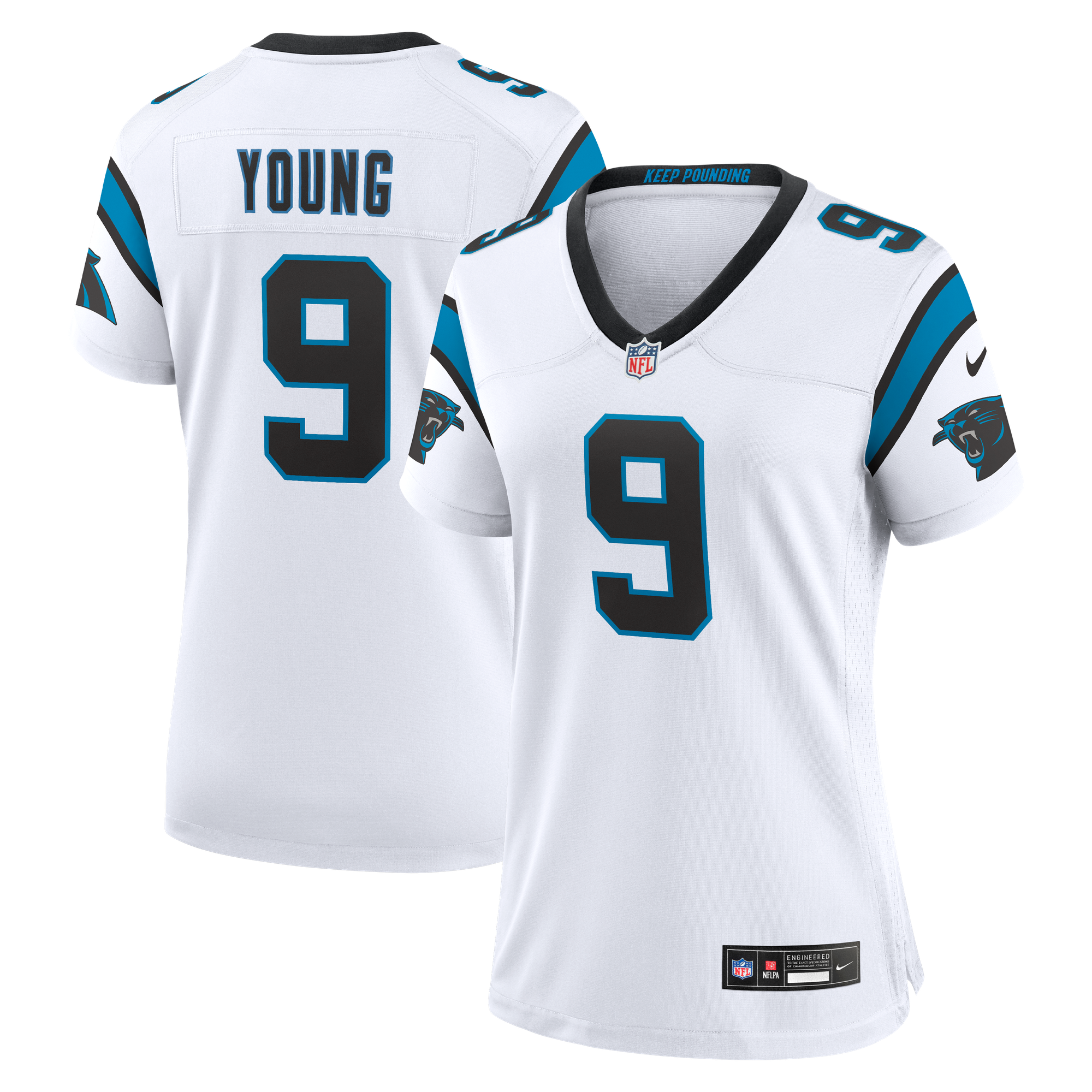 Carolina Panthers Nike Road Game Jersey - White - Bryce Young - Womens