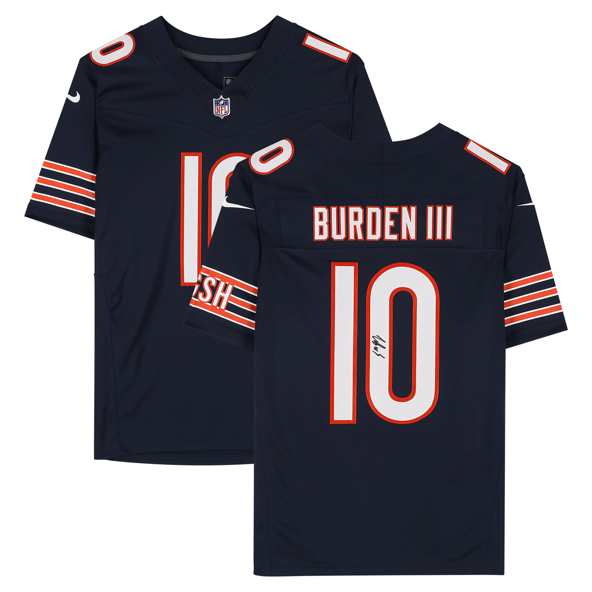 Luther Burden III Chicago Bears Autographed Nike Navy Vapor Fuse Limited Jersey