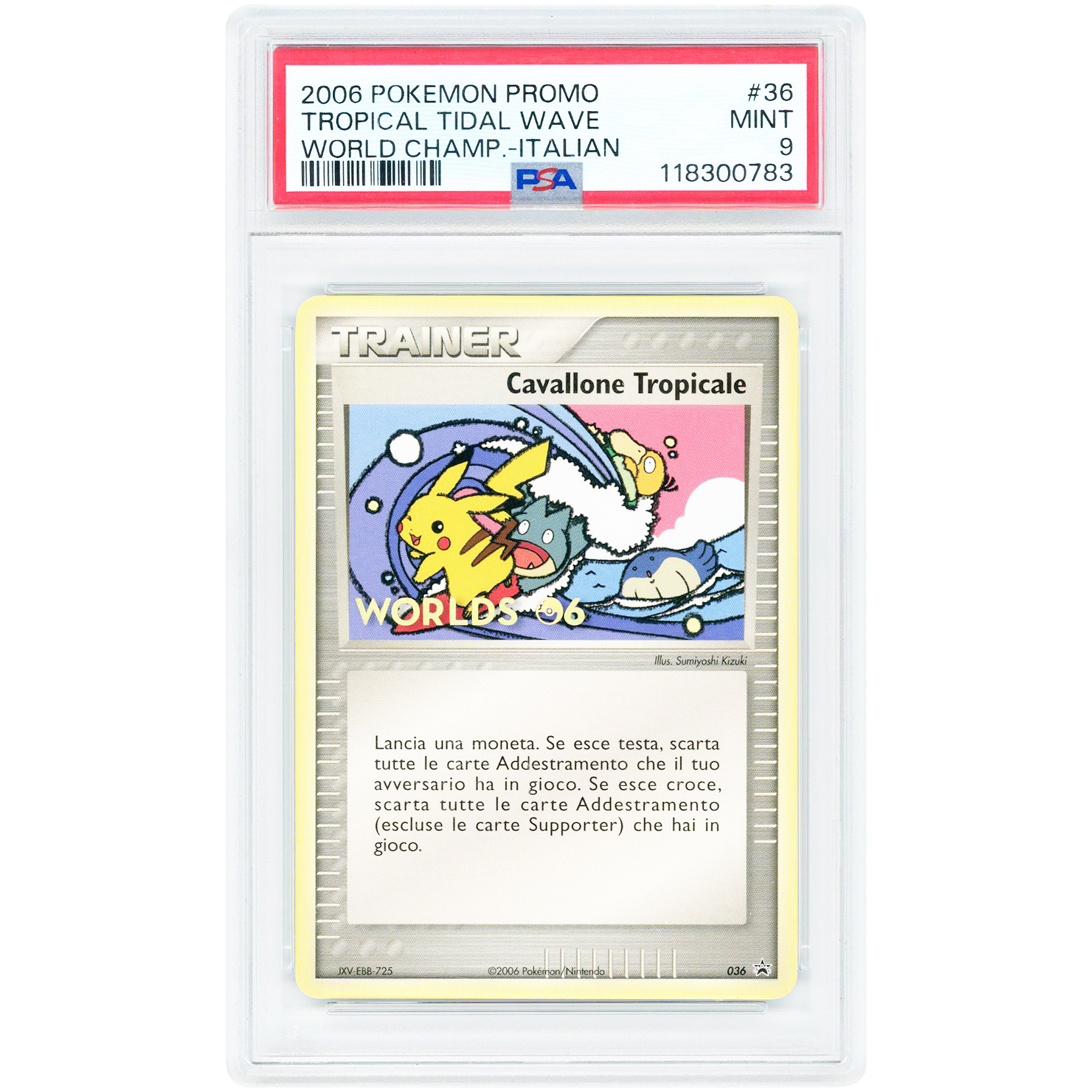 Tropical Tidal Wave 2006 Pokemon World Championships Italian Promo #36 PSA Authenticated 9 Card