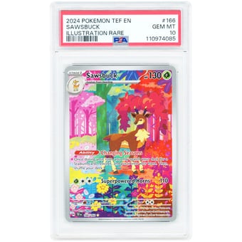 Sawsbuck 2024 Pokemon Temporal Forces Illustration Rare #166 PSA Authenticated 10 Card