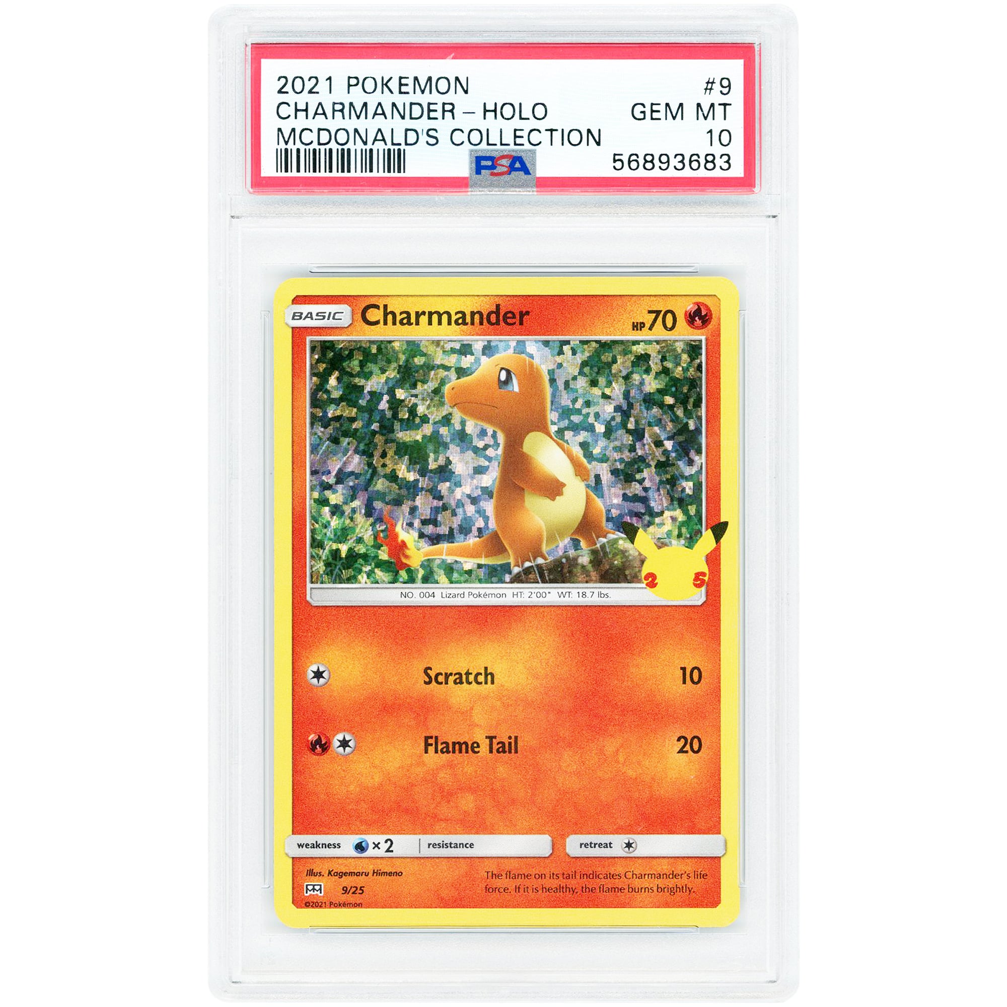 Charmander 2021 Pokemon McDonald's 25th Anniversary Promo #9 PSA Authenticated 10 Card