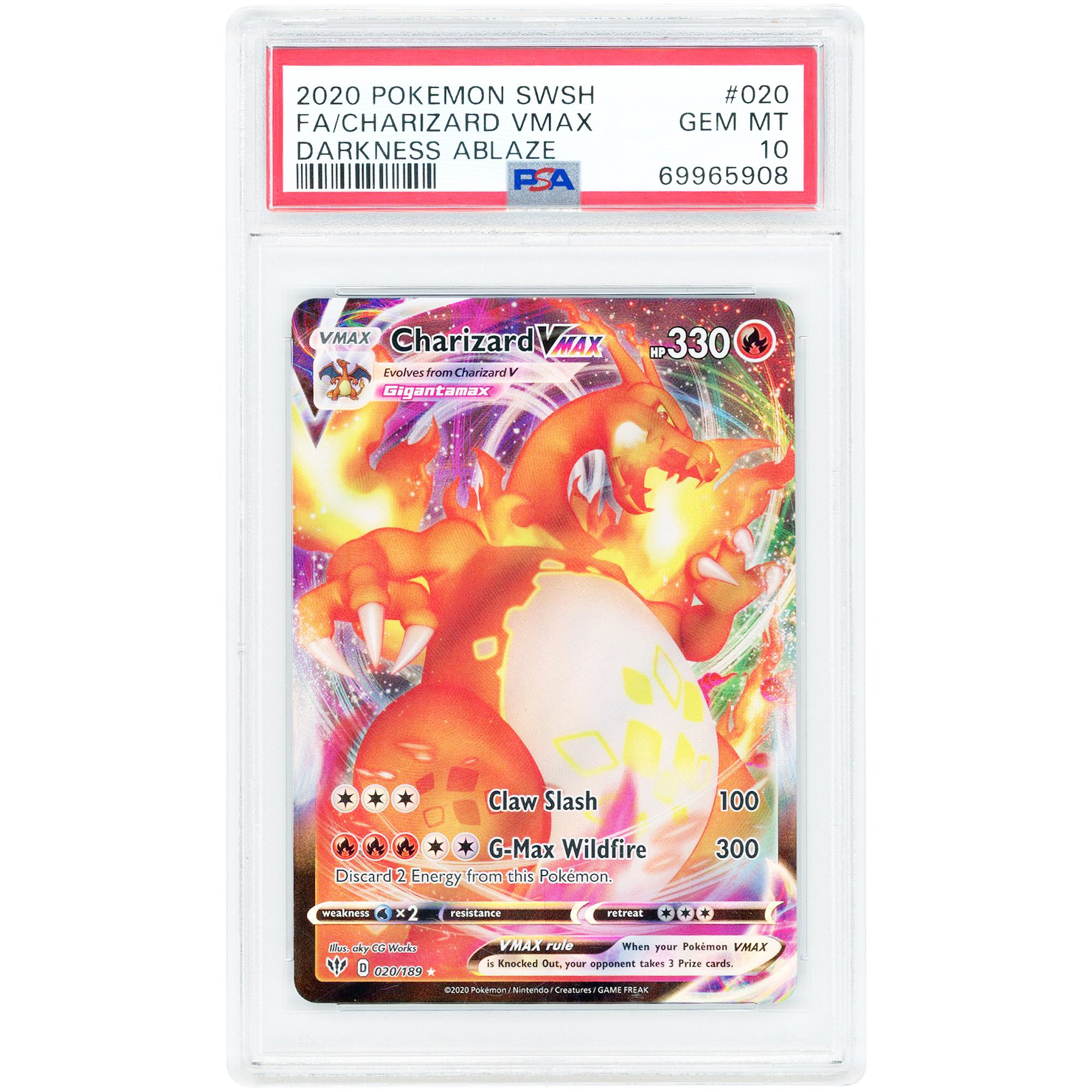 Charizard VMAX 2020 Pokemon Darkness Ablaze Ultra Rare #020 PSA Authenticated 10 Card