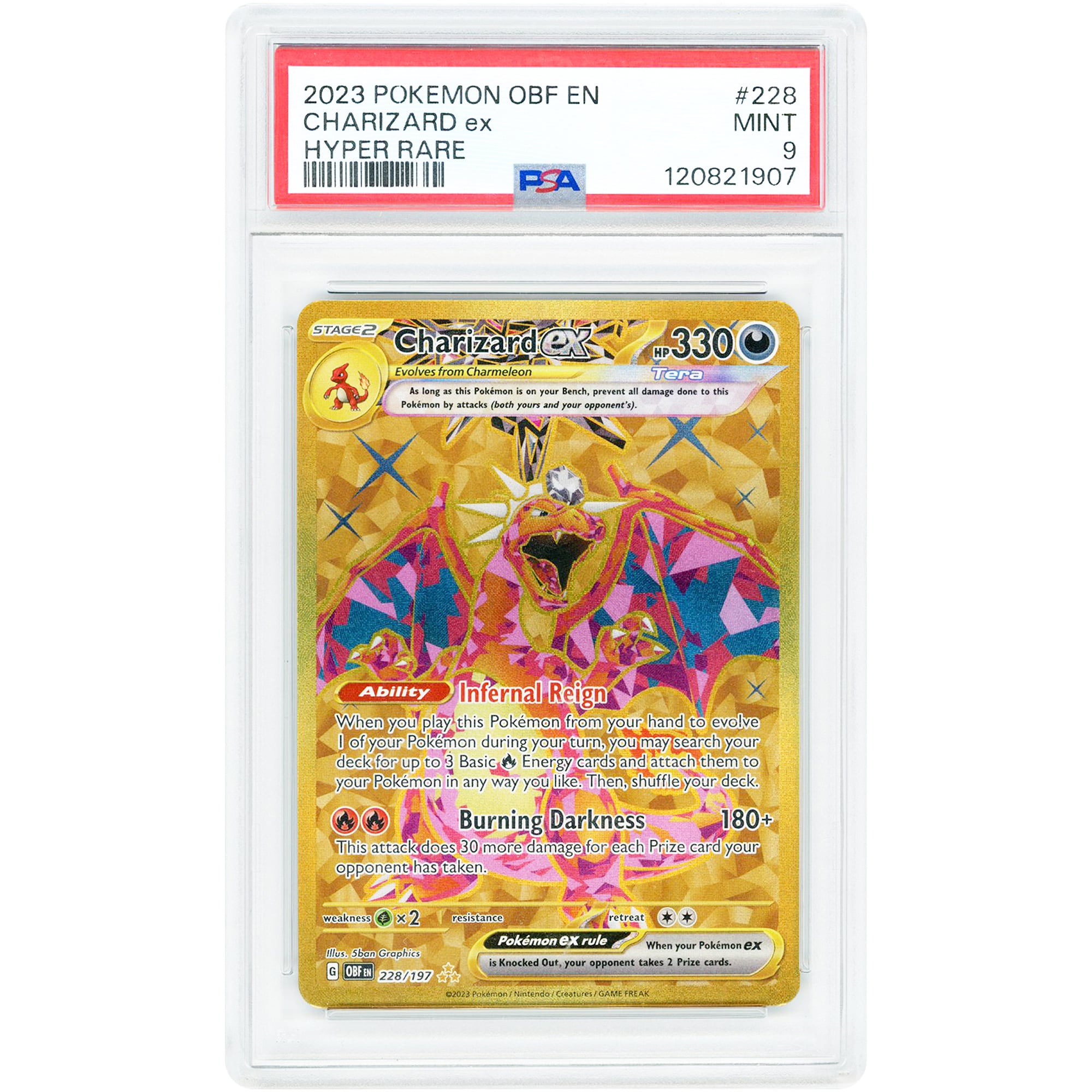 Charizard EX 2023 Pokemon Obsidian Flames Hyper Rare #228 PSA Authenticated 9 Card