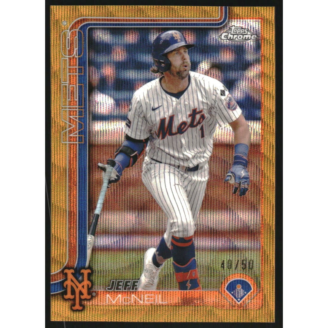 2025 Topps Chrome Gold Wave Refractors #167 Jeff McNeil. rookie card picture