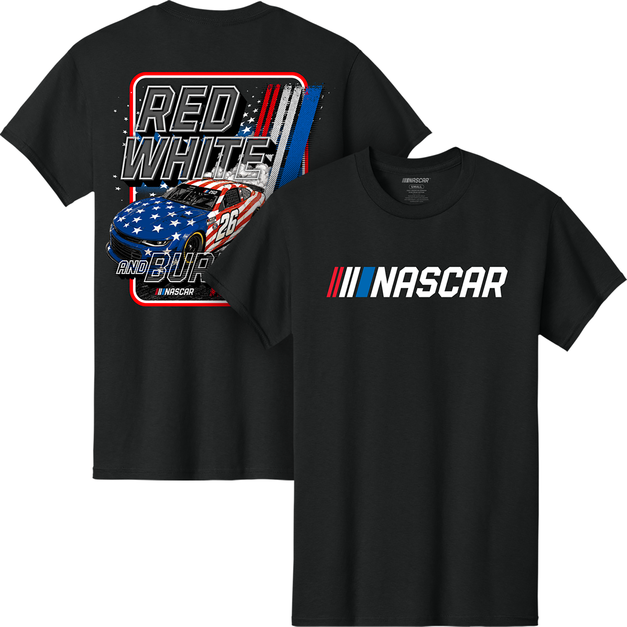 Men's Classic Ink Black NASCAR 250 Red, White & Burnouts T-Shirt