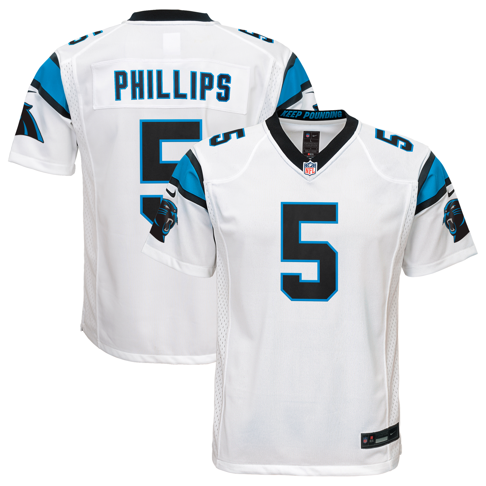 Maillot Nike des Panthers de la Caroline pour match à l'extérieur - Jaelan Phillips - Jeune: retailer-supplied image