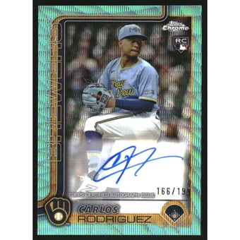2025 Topps Chrome Rookie Autographs Aqua Wave Refractors #RACR Carlos Rodriguez