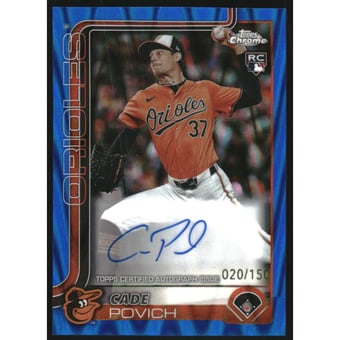 2025 Topps Chrome Rookie Autographs Blue RayWave Refractors #RACP Cade Povich