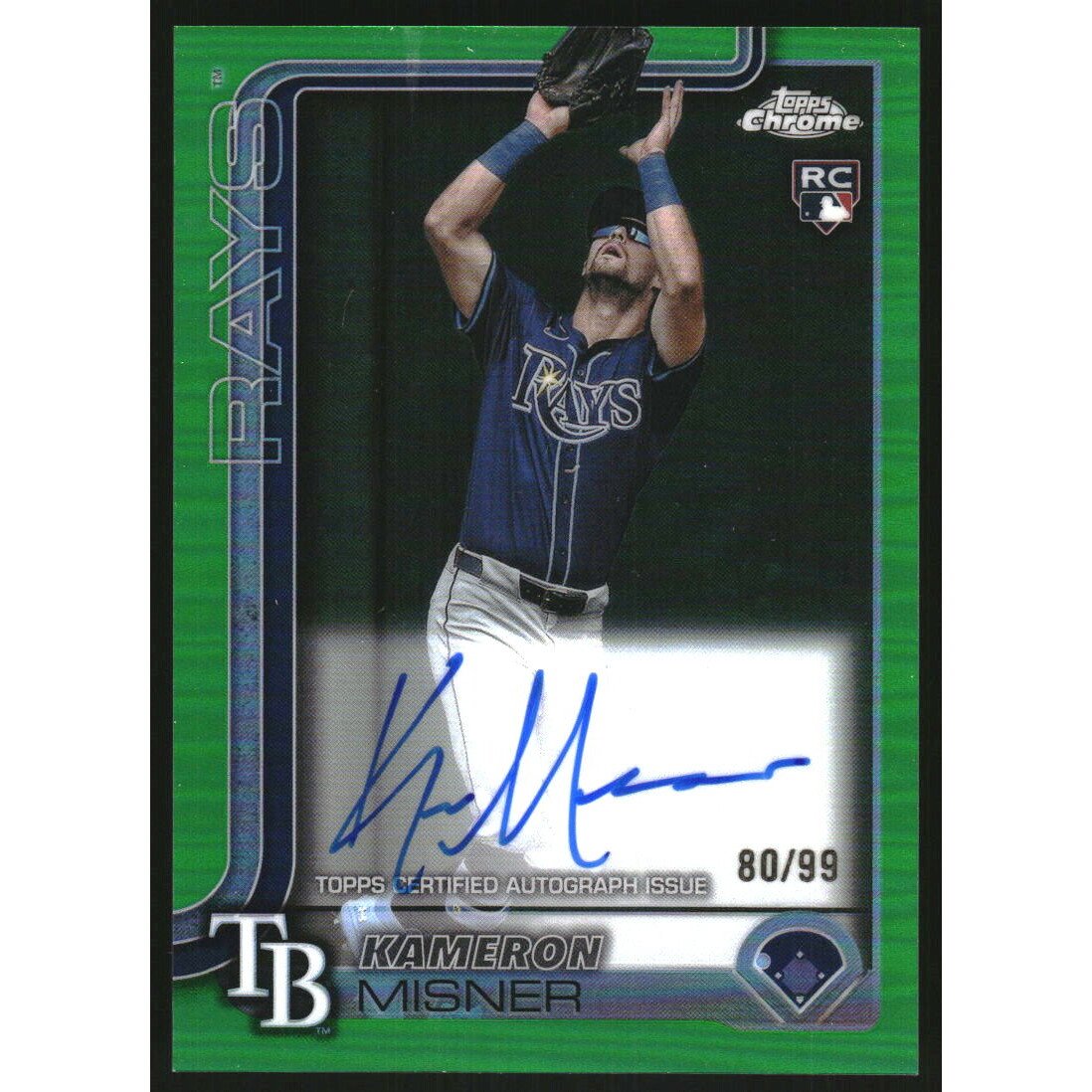 2025 Topps Chrome Rookie Autographs Green Refractors #RAKMI Kameron Misner. rookie card picture