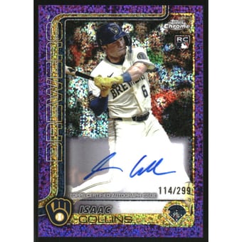 2025 Topps Chrome Rookie Autographs Purple Speckle Refractors #RAIC Isaac Collins