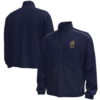 Men's Under Armour #1 Navy Notre Dame Fighting Irish Irish Wear Green Unstoppable Woven Full-Zip Jacket