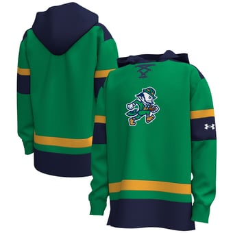 Men's Under Armour #1 Kelly Green Notre Dame Fighting Irish Irish Wear Green Gameday Hockey Hoodie