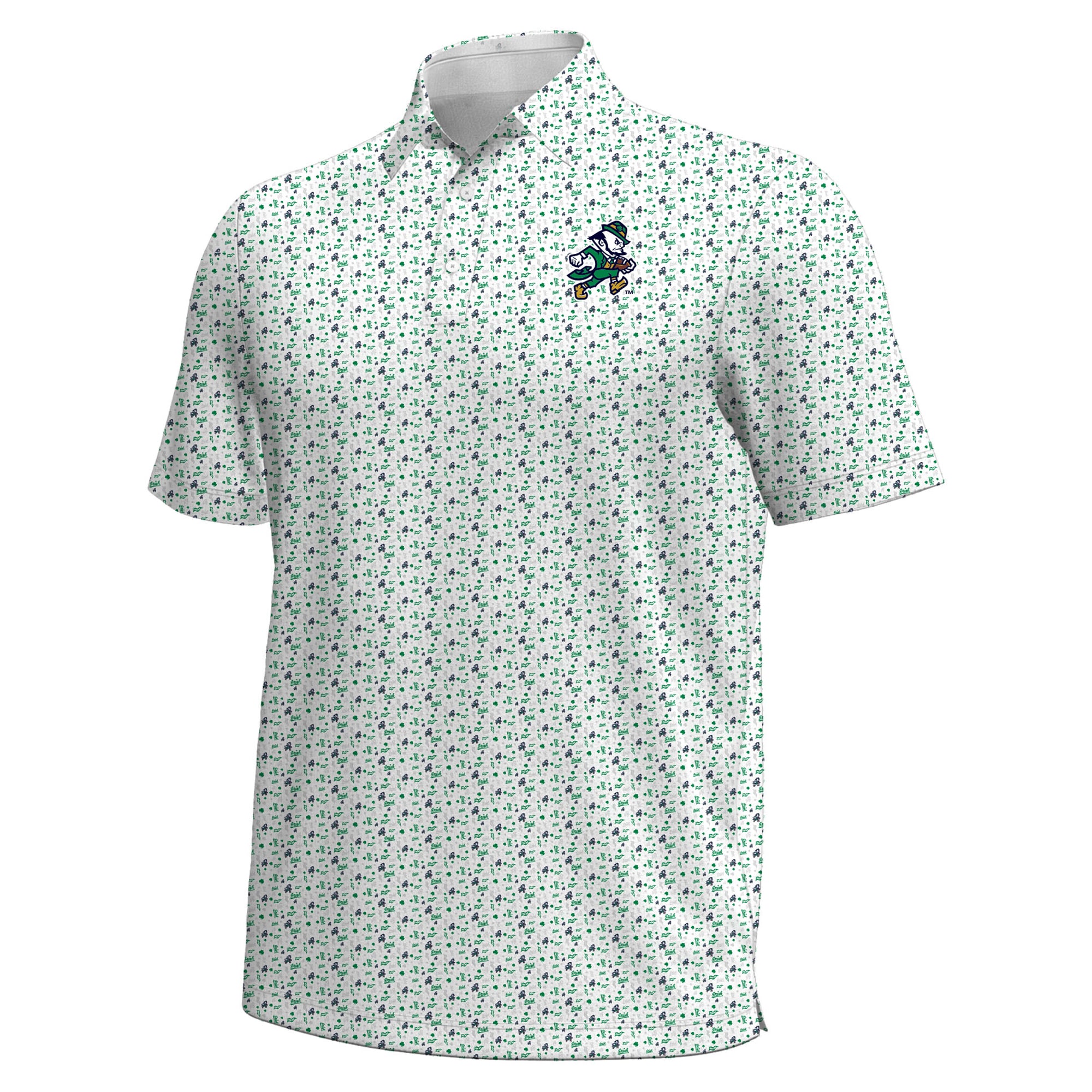 Men's Under Armour #1 White Notre Dame Fighting Irish Irish Wear Green ArmourFuse Polo