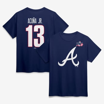 Men's Ronald Acuna Jr. Navy Atlanta Braves Celebrating America's 250th Name & Number T-Shirt