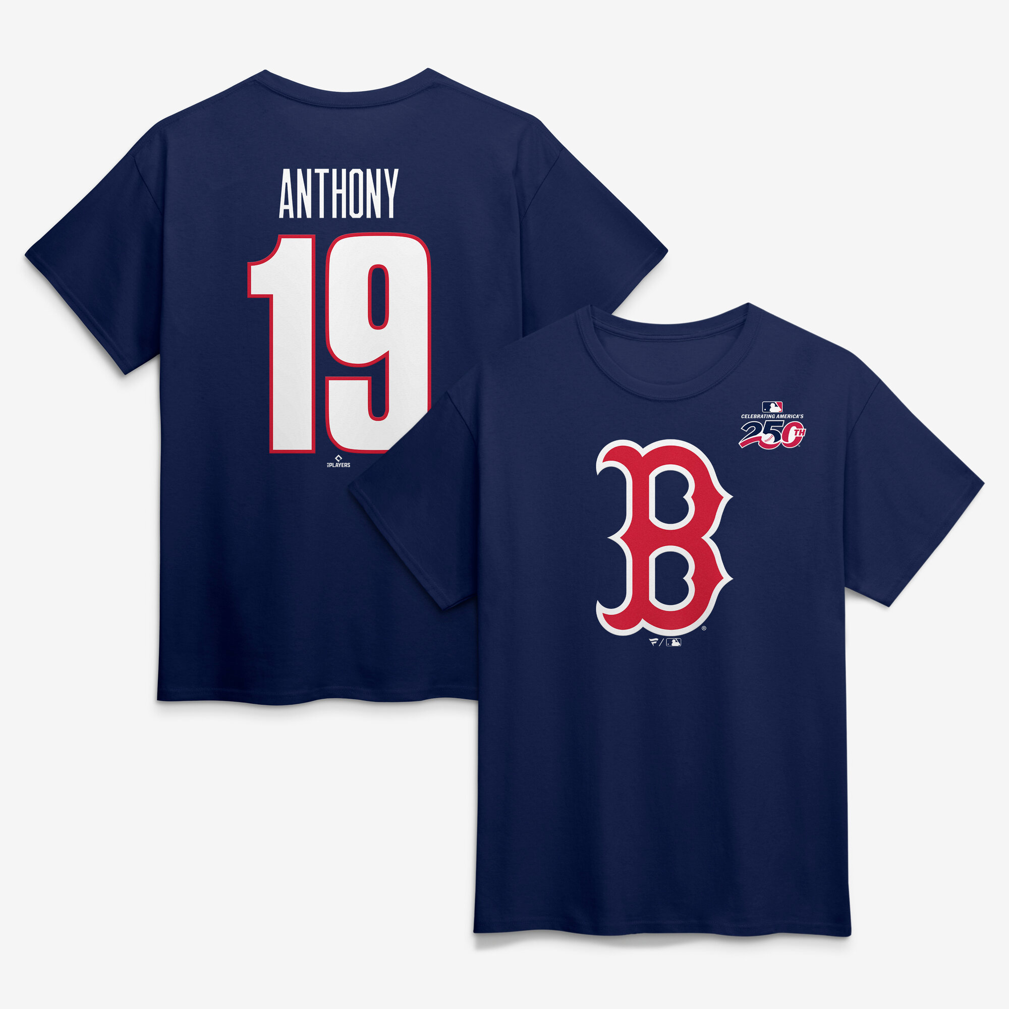 Men's Roman Anthony Navy Boston Red Sox Celebrating America's 250th Name & Number T-Shirt