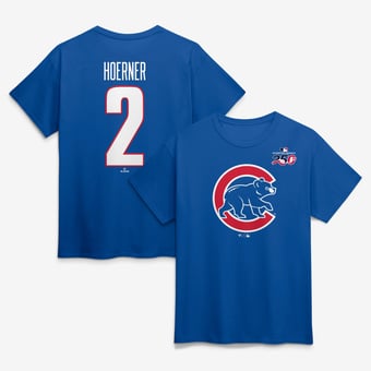 Men's Nico Hoerner Royal Chicago Cubs Celebrating America's 250th Name & Number T-Shirt
