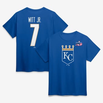 Men's Bobby Witt Jr. Royal Kansas City Royals Celebrating America's 250th Name & Number T-Shirt