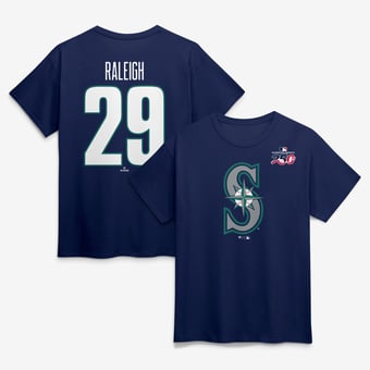 Men's Cal Raleigh Navy Seattle Mariners Celebrating America's 250th Name & Number T-Shirt