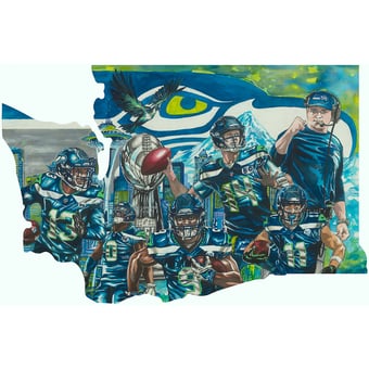 Seattle Seahawks Limited-Edition Super Bowl LX "Emerald City" Wood Print
