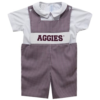 Infant Vive La Fete Maroon Texas A&M Aggies Gingham Jon Jon Romper