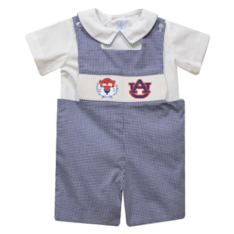 Infant Vive La Fete Navy Auburn Tigers Gingham Jon Jon Romper