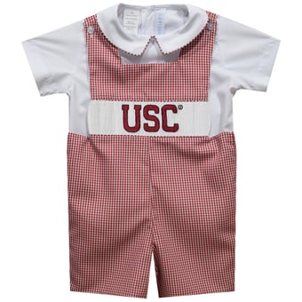 Toddler Vive La Fete Garnet South Carolina Gamecocks Gingham Jon Jon Romper
