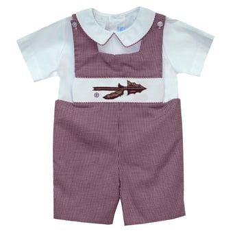 Toddler Vive La Fete Garnet Florida State Seminoles Gingham Jon Jon Romper