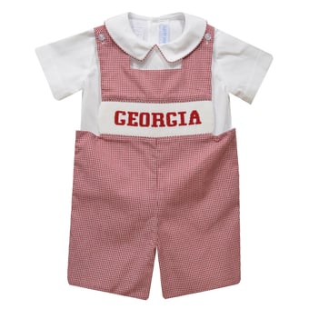 Toddler Vive La Fete Red Georgia Bulldogs Gingham Jon Jon Romper