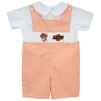 Toddler Vive La Fete Orange Oklahoma State Cowboys Gingham Jon Jon Romper