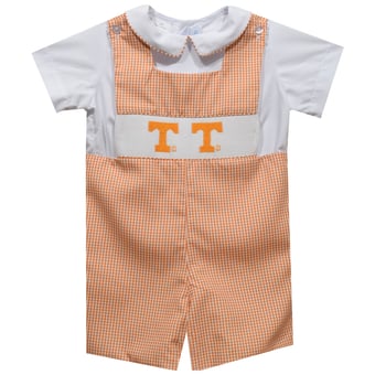 Toddler Vive La Fete Tennessee Orange Tennessee Volunteers Gingham Jon Jon Romper