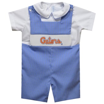 Toddler Vive La Fete Royal Florida Gators Gingham Jon Jon Romper