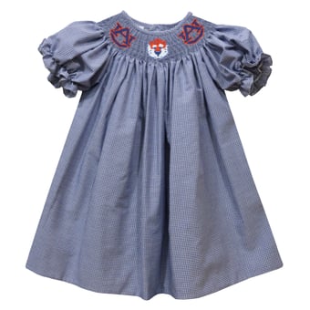 Girls Toddler Vive La Fete Navy Auburn Tigers Mini-Check Smocked Bishop Dress