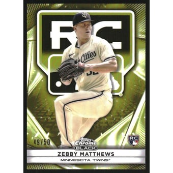 2025 Topps Chrome Black Rookie Design Variations Gold Refractors #119 Zebby Matthews