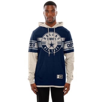 Men's New Era  Navy Dallas Cowboys Twofer Layered Long Sleeve Hooded T-Shirt