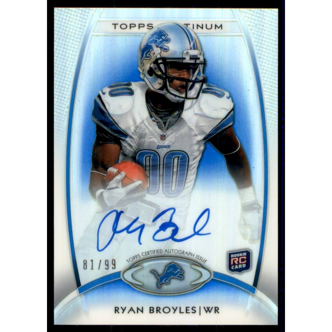 2012 Topps Platinum Rookie Autographs Blue Refractors #146 Ryan Broyles. rookie card picture