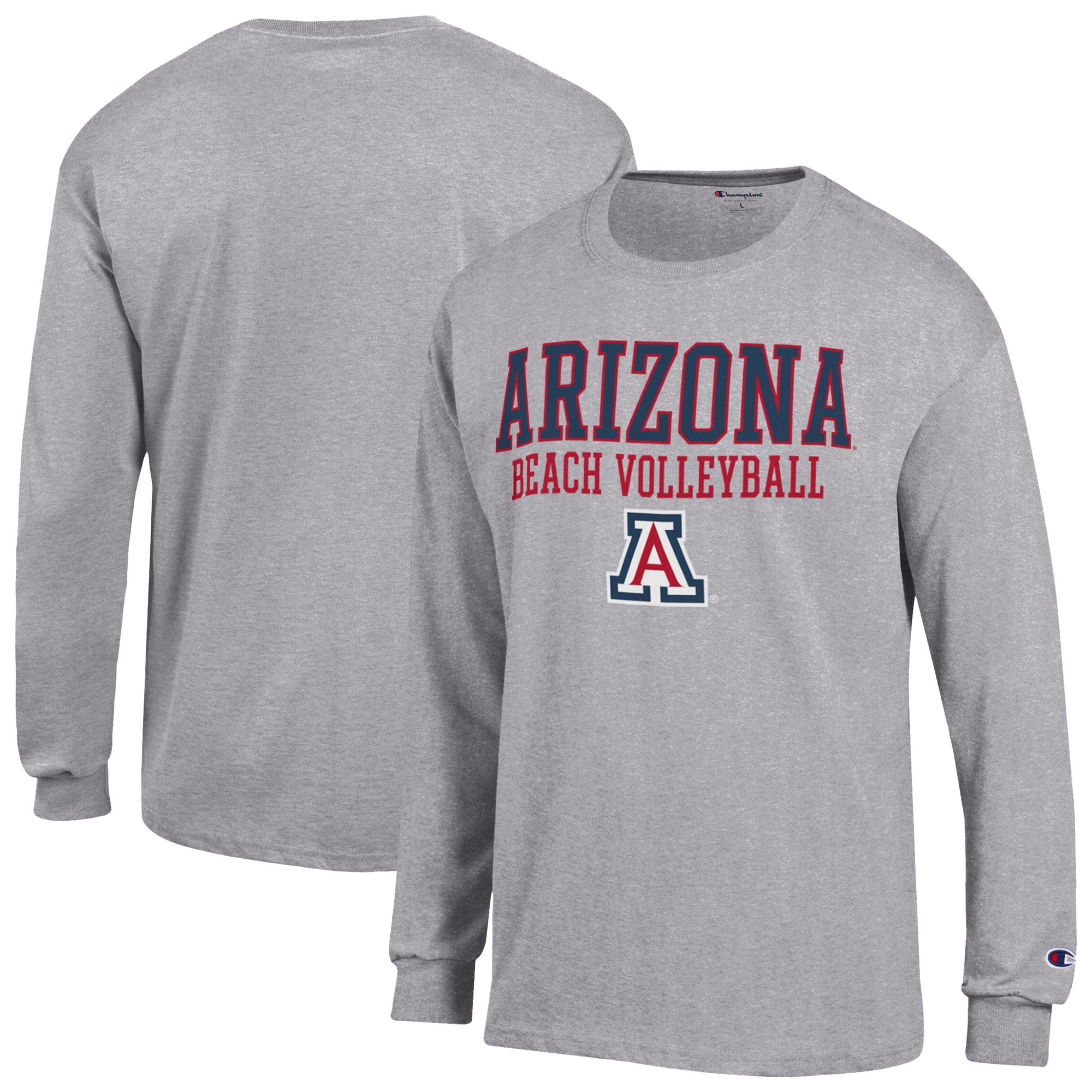 Men's Champion Gray Arizona Wildcats Beach Volleyball Long Sleeve Jersey T-Shirt