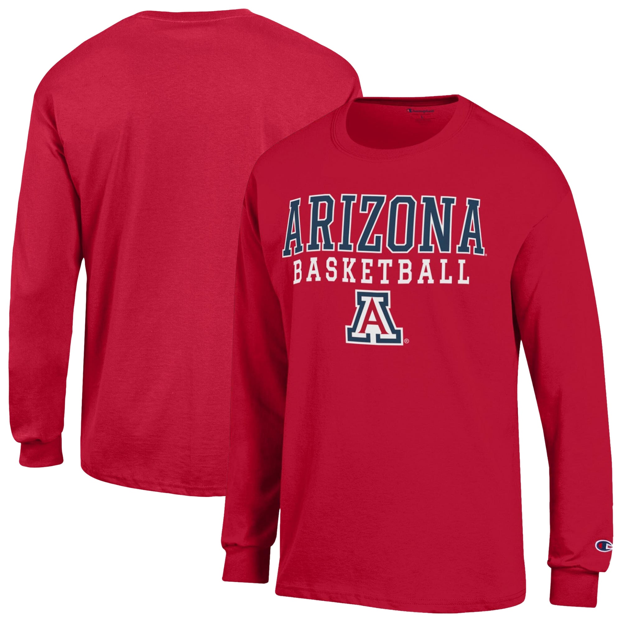 Men's Champion Red Arizona Wildcats Basketball Long Sleeve Jersey T-Shirt