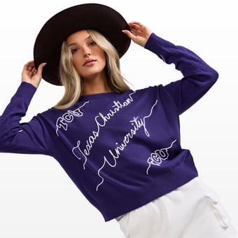 Women's KadyLuxe Purple TCU Horned Frogs Love Letter Sweater