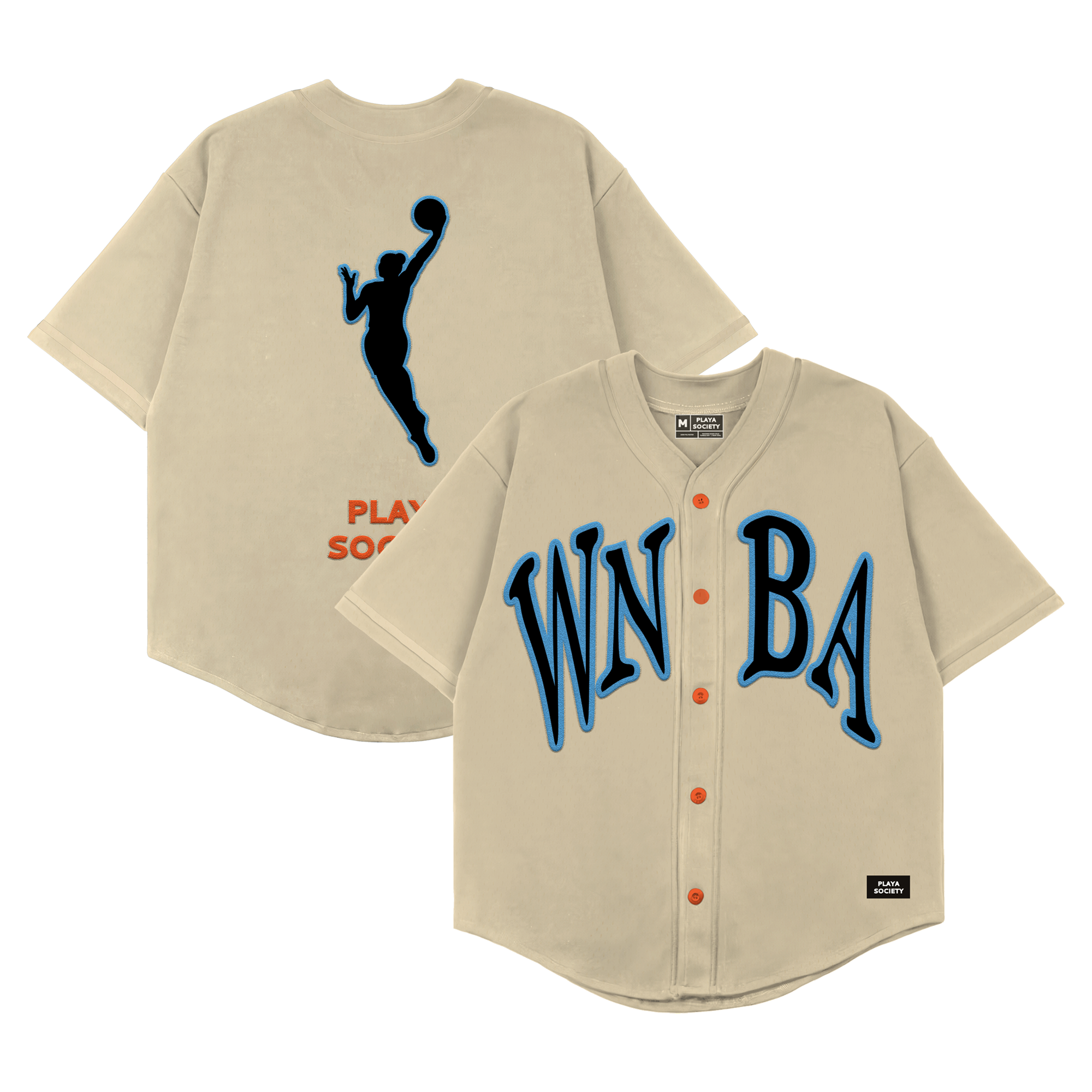 Unisex Playa Society Cream WNBA Baseball Fashion Jersey