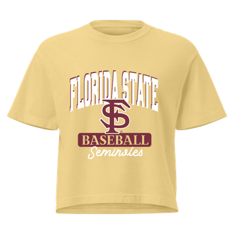 Women's Comfort Colors Gold Florida State Seminoles Baseball Mascot Cropped T-Shirt