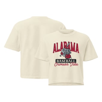 Women's Cream Alabama Crimson Tide Comfort Colors Baseball Mascot Cropped T-Shirt