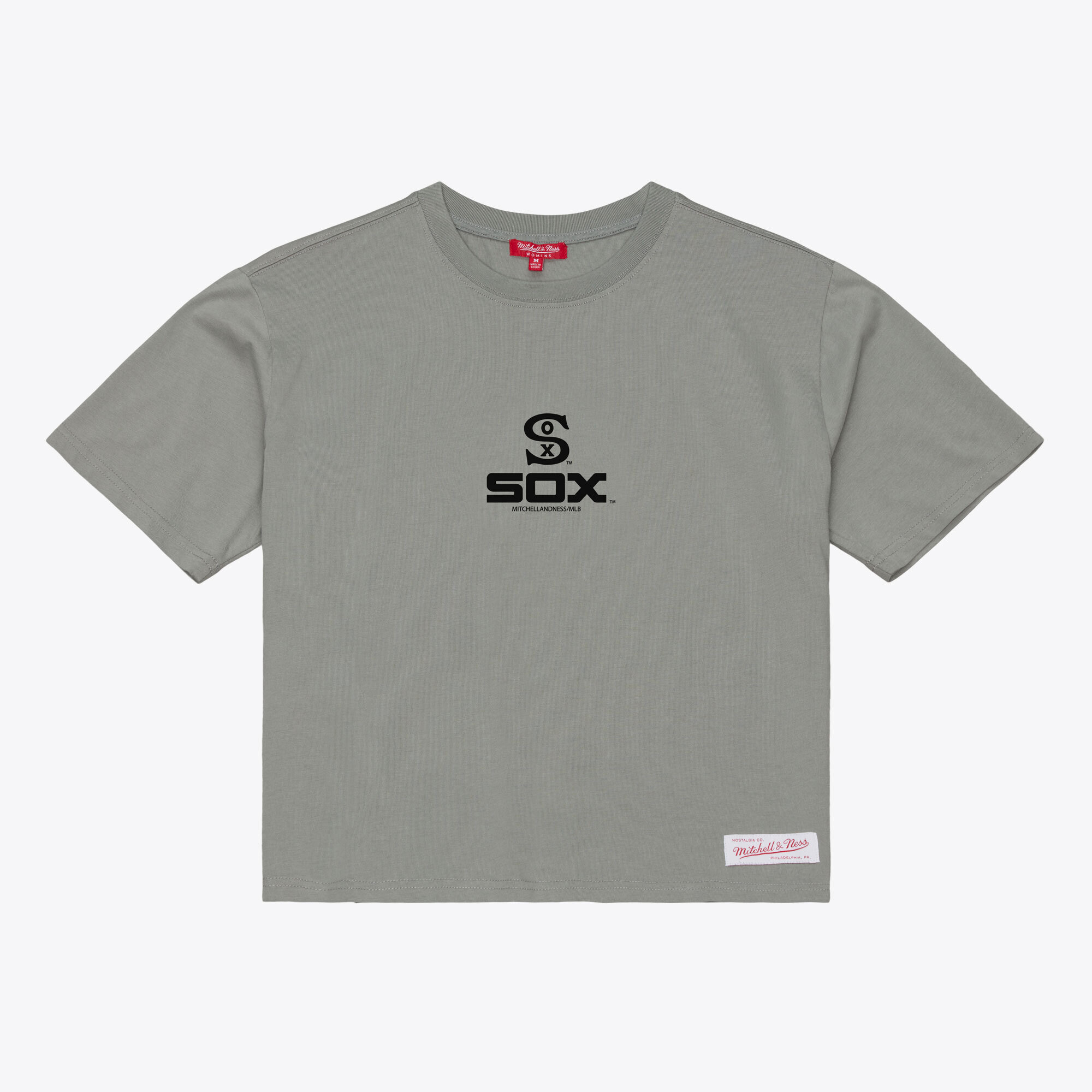 Women's Mitchell & Ness Gray Chicago White Sox Core Essentials Boxy Crop T-Shirt