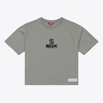 Women's Mitchell & Ness Gray Chicago White Sox Core Essentials Boxy Crop T-Shirt