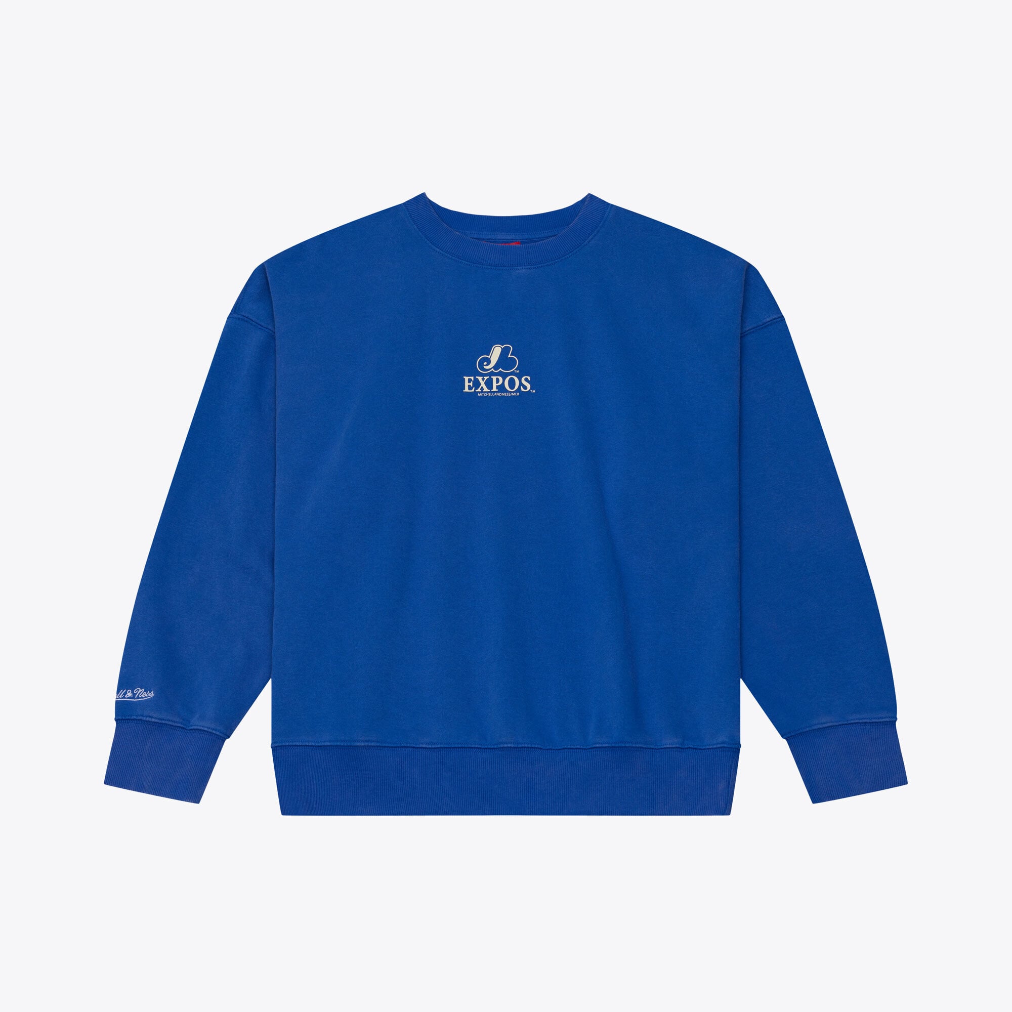 Women's Mitchell & Ness Royal Montreal Expos Core Essentials Micro Logo Fleece Sweatshirt